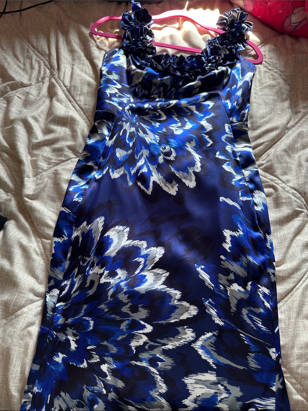 Maggy London Blue and White Floral Midi Dress